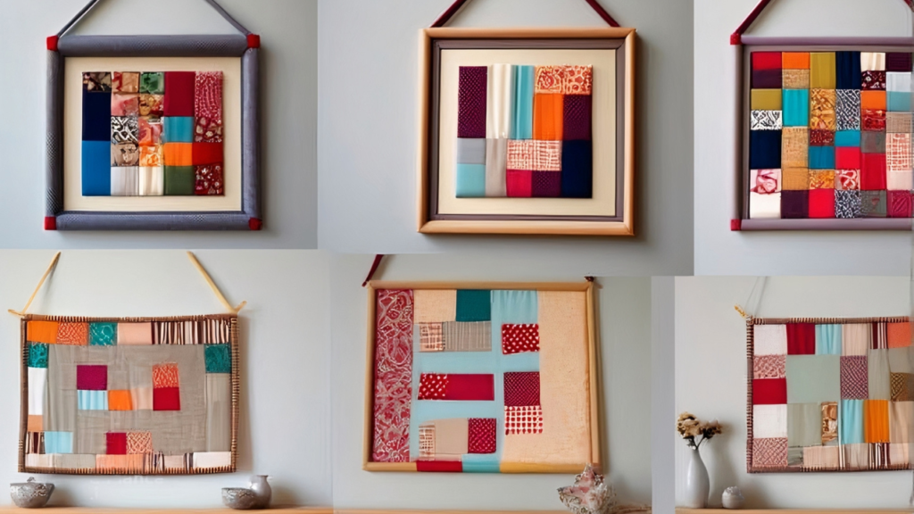 Quadros feitos com retalhos de tecido em patchwork